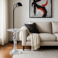 JingYue table d'appoint de luxe en résine transparente personnalisée meubles artisanaux pour espaces commerciaux hôtels salons