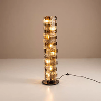 Lampe de sol cylindrique en cristal LED moderne et minimaliste, éclairage décoratif de luxe léger pour salons et chambres, tons de couleur chauds