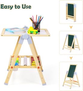 Chevalet en bois double face pour enfants, tableau de dessin artistique - Product Image 4