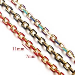 Chaîne à maillons de 7 mm de large, chaîne émaillée en acier inoxydable, accessoires de fabrication de bijoux pour colliers et bracelets hip-hop DIY - Product Image 1