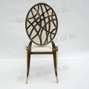 Nouveau dossier rond de <span class=keywords><strong>coussin</strong></span> blanc d'acier inoxydable d'<span class=keywords><strong>or</strong></span> de Morden avec les chaises de mariage arrières de modèle - Product Image 4