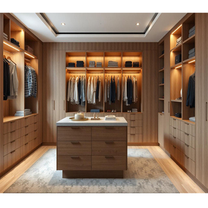 Systèmes de dressing encastré modernes de luxe en bois massif avec éclairage intégré - Product Image 1