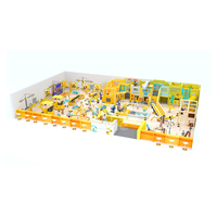 Aire de jeux intérieure Diggerland pour usage commercial, espace de jeu avec piscine à sable, excavatrice, grue, arbre et mur de sable