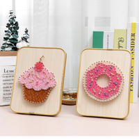 Kit de String Art DIY, Kit d'Artisanat String Art à Motifs de Dessins Animés Mignons, Cadeau de Décoration Maison Fait Main avec Dessin au Fil