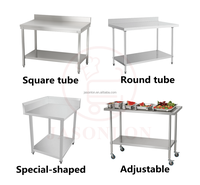 SS201 W600 Largeur Cuisine commerciale Établi en acier inoxydable Tube rond avec dosseret pour hôtels et restaurants