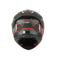 Casque de moto intégral MY Helmet Spoty and Daring Graphics Decal Design Noir Rouge Mat FF936