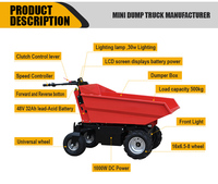 Mini Dumper Portátil 4x4 con Motor Eléctrico para Construcción en Interiores, Ingeniería, Uso Doméstico y Minería