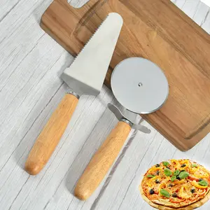 Beech xử lý bánh pizza dao bánh dao cắt bánh pizza dao pho mát lưỡi cạnh bánh lưỡi nướng công cụ 2 mảnh thiết lập