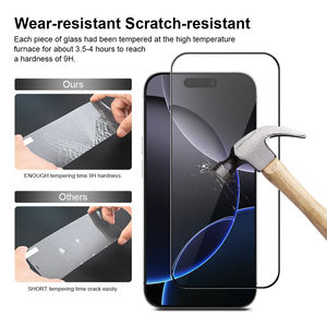 Protection d'écran en verre HD transparent <span class=keywords><strong>pour</strong></span> IP17 IP16PM, verre double premium résistant avec boîte anti-poussière, anti-rayures, anti-traces de doigts - Product Image 2