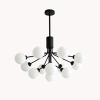 Lustre LED G9 en verre et fer noir de style nordique moderne, luminaire suspendu rond pour salon, salle à manger