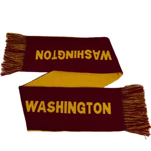 Manufacturers supply processing custom logo acrylic jacquard knitted football fan scarf knitted scarves