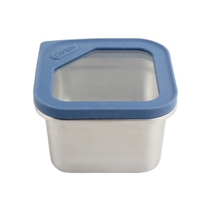 Contenedor de Alimentos Rectangular de Acero Inoxidable de 550 ml con Tapa de Plástico Azul Hermética a Prueba de Fugas, Lonchera de un Solo Compartimento - Product Image 1