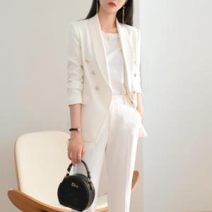 패션 OEM 맞춤 5XL 플러스 사이즈 여성용 흰색 정장 재킷 블레이저 및 코트 수트 - Product Image 4