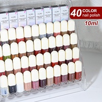 Vernis à ongles écologique à base d'eau, 40 couleurs, qualité salon, certifié ISO22716, fabrication OEM/ODM, vente en gros, prix bas, depuis 20 ans d'expérience en usine