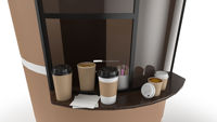 Plaque en aluminium-plastique en forme de tasse à café, taille personnalisable, pour kiosque extérieur, stands de jus et de nourriture de rue, couleur marron, en promotion