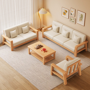 Solid Wood <b>Sofa</b> <b>Bed</b> L Shape Convertible Modern Minimalist Living Room Furniture For <b>Small</b> Apartment - Product Image 3