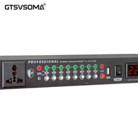 GTSVSOMA RS308 Séquenceur de puissance 10 canaux 6000W AC 100-240V, unité de distribution montable en rack avec écran rétroéclairé pour éclairage de studio