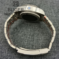 Montre mécanique élégante pour homme BLIGER NH35A, 43 mm, bracelet en acier inoxydable, aiguilles luminescentes vertes, résistante à l'eau