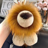 Dessin animé Lion peluche poupée porte-clés mignon lapin fourrure Lion en peluche pendentif en peluche longue crinière Lion sac voiture clé pendentif enfants cadeau de noël