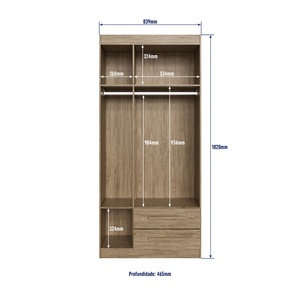 Armoire de style moderne BROMELIA 3 portes 2 tiroirs Meubles de chambre à coucher Panneau de particules Bois/Blanc cassé Couleur Brésilienne Top Design - Product Image 4