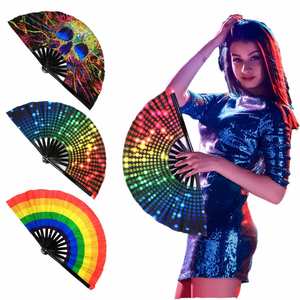 Abanico Plegable Personalizado de 13 Pulgadas con Luz UV, Abanico Grande para Discoteca, Ideal para Fiestas Rave - Product Image 3