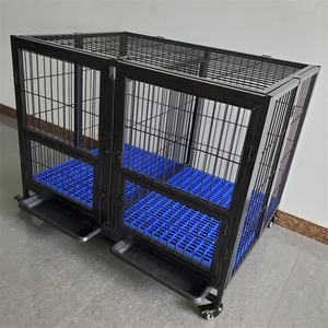 <span class=keywords><strong>Cage</strong></span> pour chien pliable de luxe en fer à double porte simple couche personnalisée de haute qualité et confortable en vente - Product Image 1