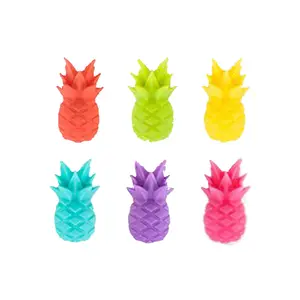 Populaire 6 pièces Silicone ananas fruits coloré verre à vin Silicone marqueur pour l'activité de fête