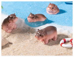 3D dibujos animados miniatura Dlollhouse Kits hipopótamo resina cabeza Animal figuritas estatua agua piscina estanque jardín Decoración Juguetes promocionales - Product Image 4