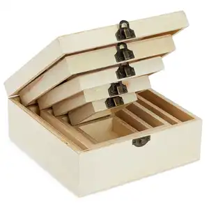 5 упаковок, незаконченные деревянные ящики, натуральные деревянные гнездовые ящики с откидными крышками
