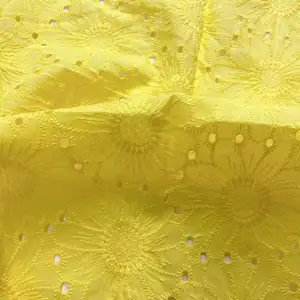 Tela bordada de gasa de algodón 100%, materiales de rollo de tela bordada con ojales para la confección de vestidos de mujeres y niñas