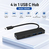 Hub USB-C 4-en-1 en gros avec puce GL3510, adaptateur répartiteur ultra-mince 5 Gbit/s double Type-C vers double USB 3.0 pour MacBook