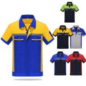 Custom Logo Spring New Fashion Stock Men Worker Short Sleeve Shirts Breathable Outdoor Safe Overalls Casual Solid Engineering - Product Image 3
