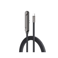 Nouvel Arrivage Câble de Données Android Type-C Tressé à Charge Rapide 240W avec Support Pliable pour iPhone 17, Transfert de Données à Angle Droit