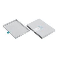 Boîte en carton rigide à impression personnalisée Simple, Logo mat bleu, emballage vide pour ordinateur portable A5, tiroir coulissant, boîte en papier avec poignée en ruban