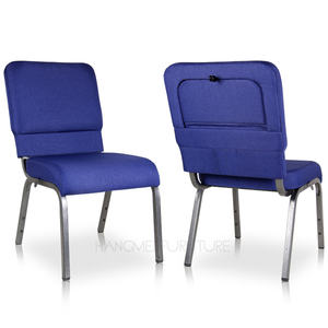 Silla de Teatro Moderna de Metal Azul o Gris con Respaldo Encajable, Bolsillo Trasero, Tablero de <span class=keywords><strong>Escritura</strong></span>, para Iglesia, Escuela, Hotel, con Tapicería de Tela - Product Image 3