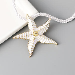 תליון חיימי 2025 תכשיטי אופנה חוף בוהמיאני לבן חדש של אמייל לבן כוכב אמייל לבן חדש שרשראות דגים כוכב אמייל - Product Image 5