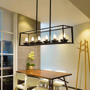 Cadre Rectangle Noir Moderne Grande Lampe Suspendue en Métal Forgé <span class=keywords><strong>Fer</strong></span> Éclairage Bureau Table à Manger Lumière chandelier lustres - Product Image 3