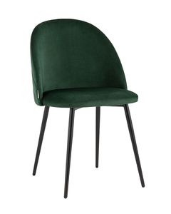 เก้าอี้ทานอาหารผ้ากำมะหยี่สีเขียวพร้อมความรู้สึกโลหะสีดำ - Product Image 1
