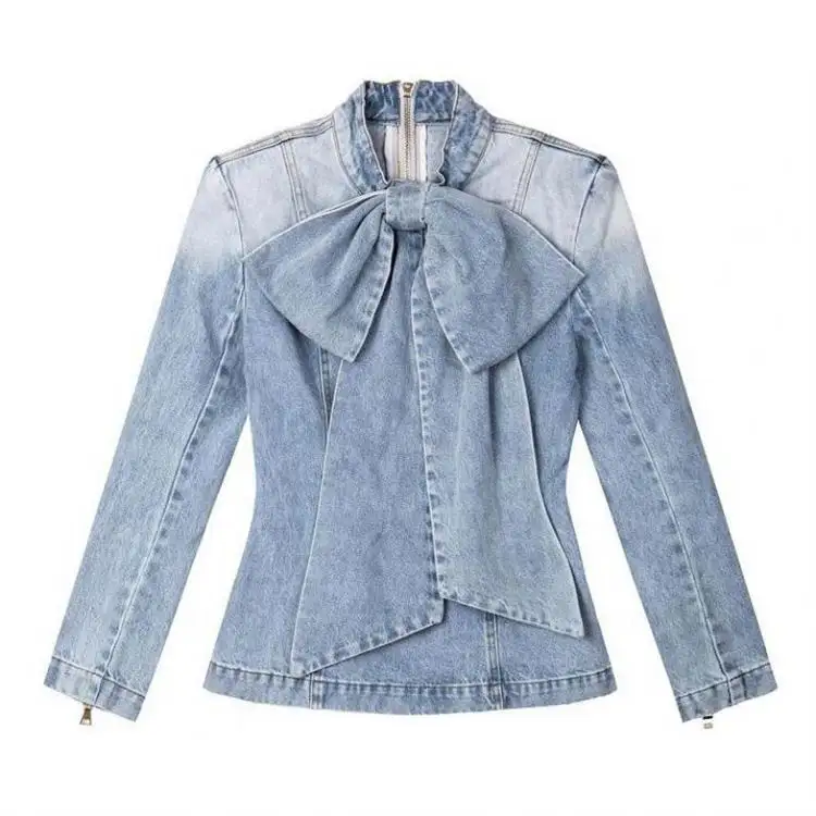 Factory wholesale denim Shirt Blouses And Tops Casual Long Sleeve Latest Ladies spring denim shirts Women Blouse