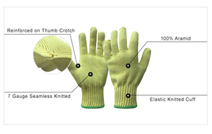 Industrial Aramid <strong>Cut</strong> Resistant Gloves Level 3 Protection with Heat Insulation for Metal Processing and Foundry Work - Product Image 5