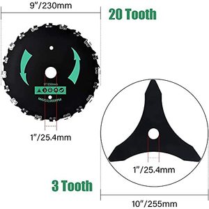 Kit de lames de brosse à dents de tronçonneuse 9" x 20T pour débroussailleuse et coupe-bordures - Product Image 2