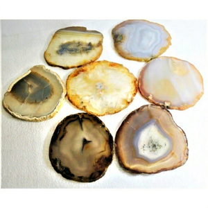 Sous-verres en agate, pierres précieuses, feng shui, bords bruts, pierres naturelles, cristaux, artisanat, fait main, écologique, cadeau d'affaires - Product Image 1