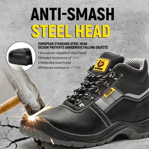 Chaussures <span class=keywords><strong>de</strong></span> Sécurité Personnalisables en Cuir Véritable Anti-Perforation et Anti-Écrasement Résistantes à l'Usure pour Hommes - Product Image 4