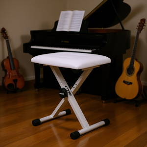 Taburete de piano estilo DB X, blanco, ajustable, de aluminio, para práctica de piano - Product Image 2