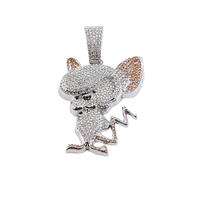 PD3116 Souris Or Diamant Pendentif Or Blanc Charme pour Classe ou Fête avec Cadeau Dessins Animés