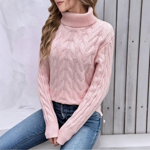 Suéter de Punto de Color Sólido de Grosor Estándar Estilo Coreano para Mujer, Largo Medio, Holgado, Ajustado - Product Image 1