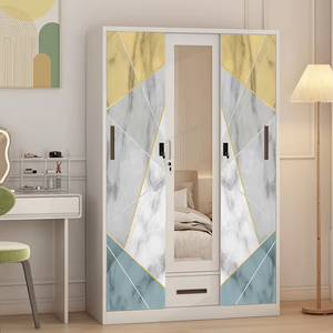 خزانة ملابس بطباعة 3 أبواب من الفولاذ لغرف النوم ببيت الميرا خزانة طباعة معدنية - Product Image 1