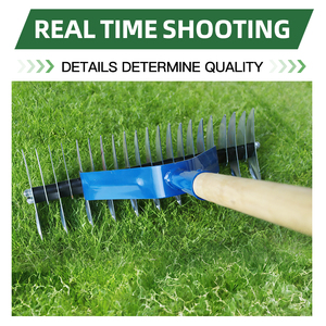 Râteau de nivellement professionnel pour pelouse, outils agricoles, râteaux de nivellement en métal pour jardin, terrain de golf, avec manche en bois - Product Image 5