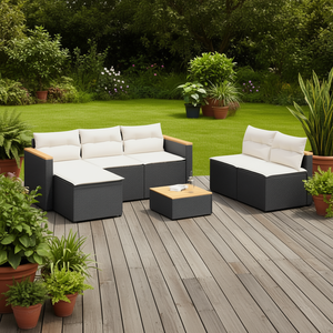 Ensemble de canapés de jardin en rotin d'extérieur 6 places, résistant aux intempéries, design contemporain pour patio et jardin - Product Image 2