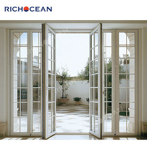 Porte d'entrée à triple vitrage RICHOCEAN, style français, avec grille en aluminium, pour maison et bureau - Product Image 4